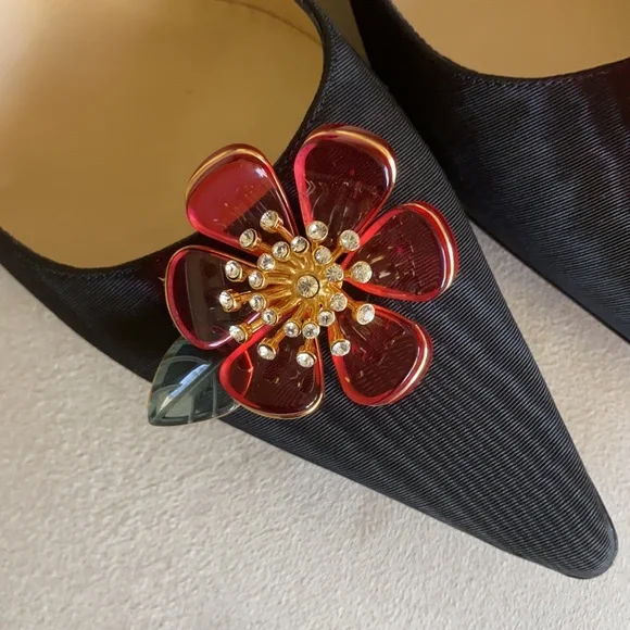 Jimmy Choo kitten heel shoes with 3D acrylic flowers with Swarovski crystals - Picture 4 of 7